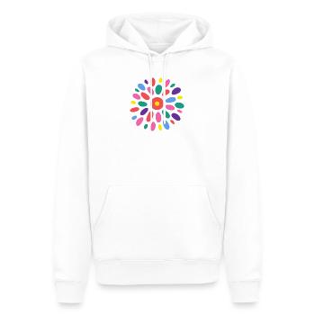 HAPPY BIRTHDAY. JOYEUX ANNIVERSAIRE. FELICITATIONS - Sweat à capuche Premium bio Homme - blanc - Devant - Nico (187cm)