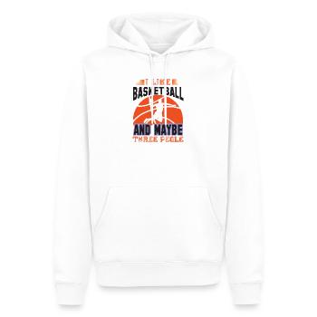 Ich mag Basketball und vielleicht drei Leute - Männer Premium Bio Hoodie - Weiß - Vorne - Nico (187cm)