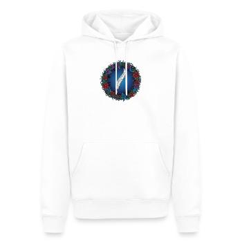 Feather in a Flower Wreath | Magic for Authors - Men’s Premium Organic Hoodie - white - Front - Nico (187cm)