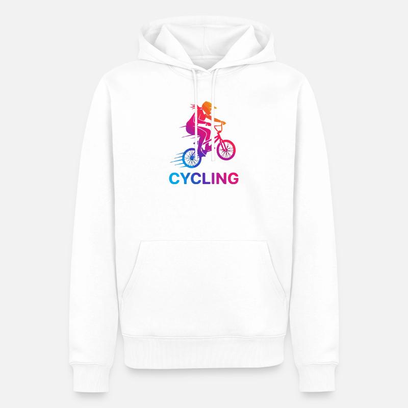 Gradient Cyclist Silhouette - Männer Premium Bio Hoodie - Weiß