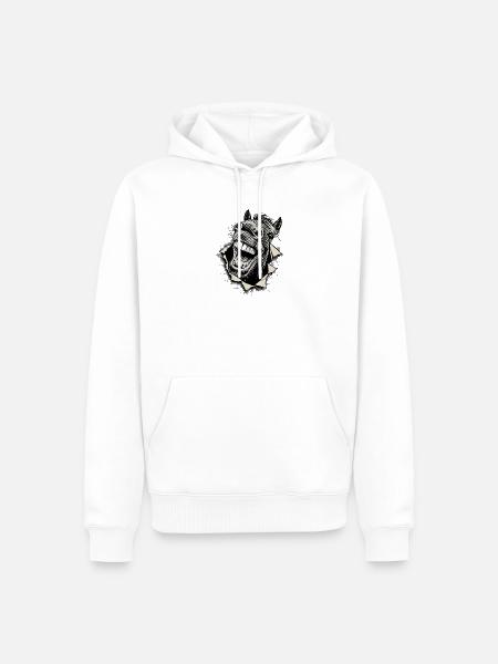 Popkultur Pferd – Grinsend Twotone Illustration - Männer Premium Bio Hoodie - Weiß