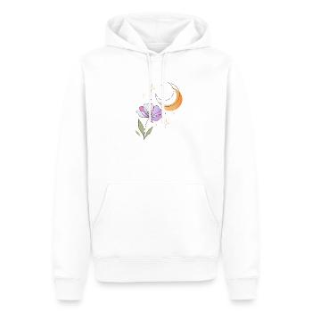 Blume mit Mond Line Art Illustration  - Männer Premium Bio Hoodie - Weiß - Vorne - Nico (187cm)