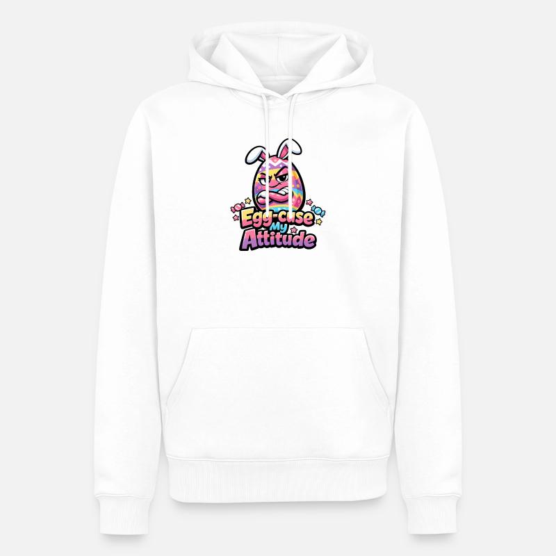 Egg-Cuse My Attitude Easter - Sweat à capuche Premium bio Homme - blanc