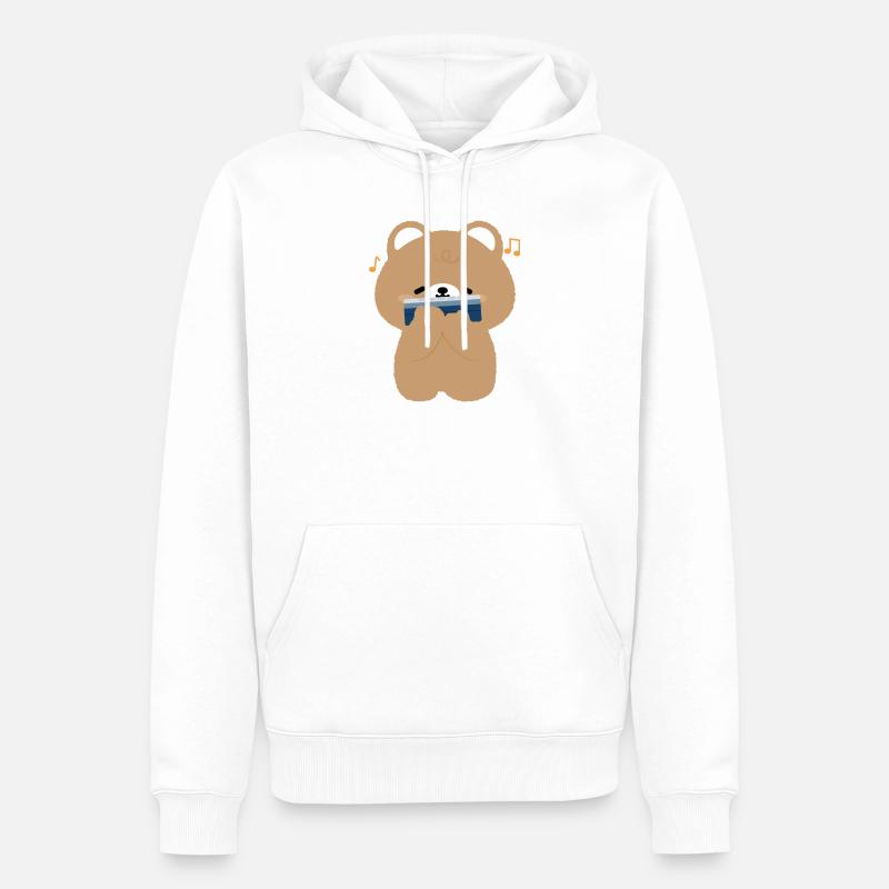 Brown Bear Harmonica - Sweat à capuche Premium bio Homme - blanc