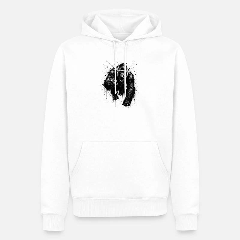 Dark Gorilla Spray Print - Sweat à capuche Premium bio Homme - blanc