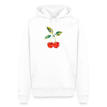 Geometric Cherries Illustration - Men’s Premium Organic Hoodie - white - Front - Nico (187cm)