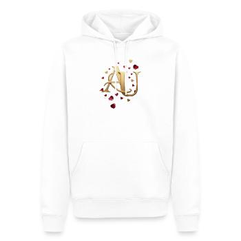 Golden AU Monogram with Hearts - Men’s Premium Organic Hoodie - white - Front - Nico (187cm)