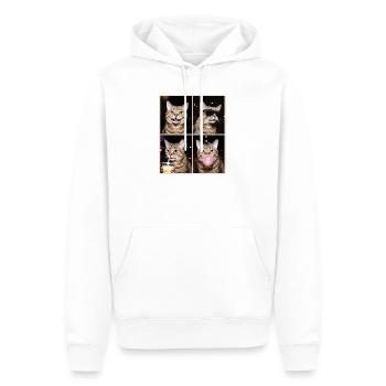 Chats, Américain, Cheveux durs, Chat - Sweat à capuche Premium bio Homme - blanc - Devant - Nico (187cm)