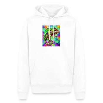 chameleon - Men’s Premium Organic Hoodie - white - Front - Nico (187cm)