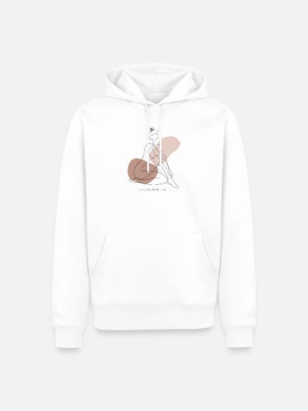 Linienfigur in Erd-Tönen - Männer Premium Bio Hoodie - Weiß