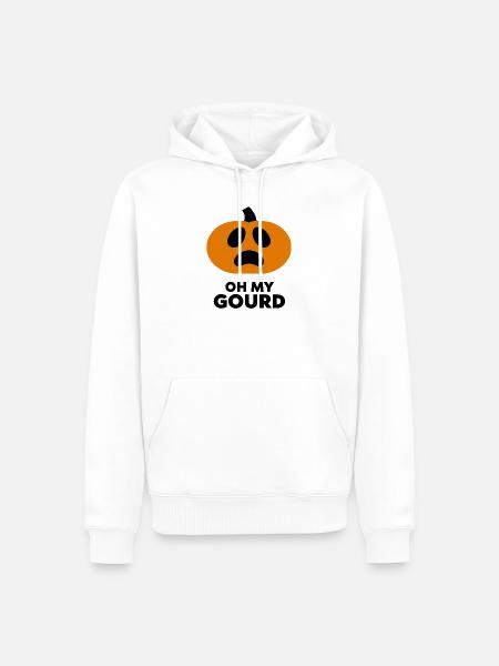 Oh My Gourd: Frightened Pumpkin Icon - Männer Premium Bio Hoodie - Weiß