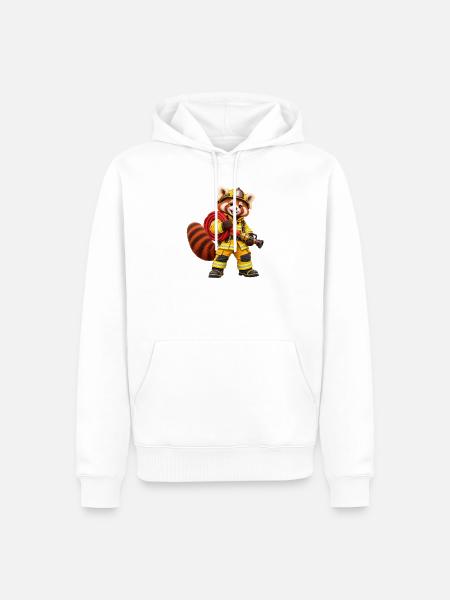 Feuerwehrmann Roter Panda mit Schlauch - Männer Premium Bio Hoodie - Weiß