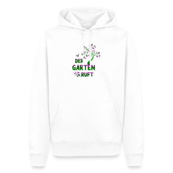 Der Garten ruet – Neongrün & Pink Botanik - Männer Premium Bio Hoodie - Weiß - Vorne - Nico (187cm)