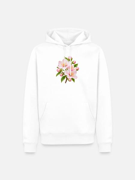 Rosa Sakura-Blüten-Strauß - Männer Premium Bio Hoodie - Weiß