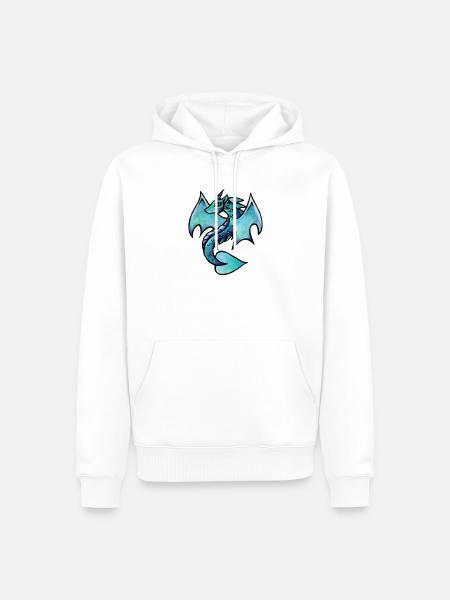 Aquarell-Skizze von Azurdrachen - Männer Premium Bio Hoodie - Weiß