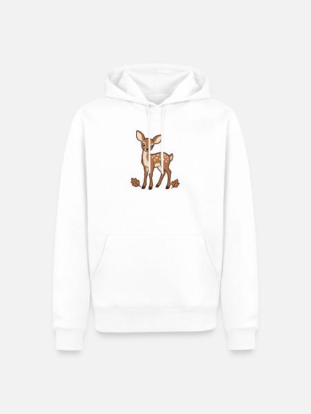 Niedliche Rehkitz-Herbstblätter - Männer Premium Bio Hoodie - Weiß