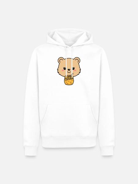 Honigbär mit Honigtopf - Männer Premium Bio Hoodie - Weiß