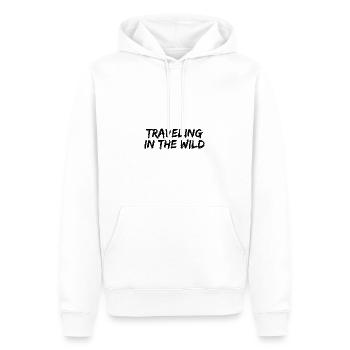 « Voyager dans la nature » Noir - Sweat à capuche Premium bio Homme - blanc - Devant - Nico (187cm)