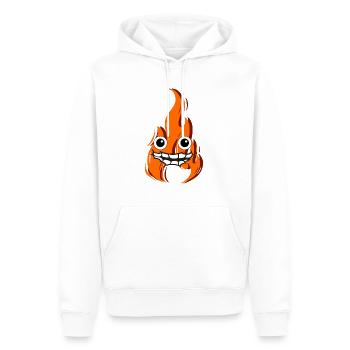 Feu avec visage qui est content - Sweat à capuche Premium bio Homme - blanc - Devant - Nico (187cm)