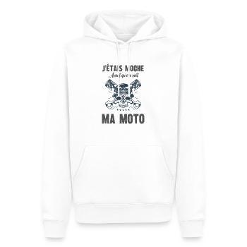 j'étais moche avant qu'elle voit ma moto - Sweat à capuche Premium bio Homme - blanc - Devant - Nico (187cm)