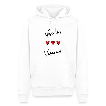 VACANCES. VIVE LES VACANCES. VACANCES. COEUR - Sweat à capuche Premium bio Homme - blanc - Devant - Nico (187cm)