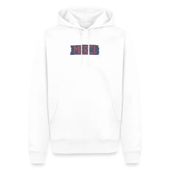 MERCI. MAÎTRESSE. MAÎTRE. MERCI MAÎTRESSE - Sweat à capuche Premium bio Homme - blanc - Devant - Nico (187cm)
