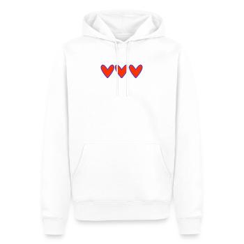 HERZ. HERZ. VALENTINSTAG. LIEBE. LIEBE. PAAR. - Männer Premium Bio Hoodie - Weiß - Vorne - Nico (187cm)