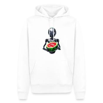Robot et pastèque - Sweat à capuche Premium bio Homme - blanc - Devant - Nico (187cm)