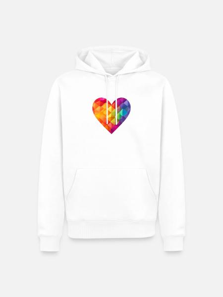 LGBTQIA+ Heart, Love & Support - Men’s Premium Organic Hoodie - white