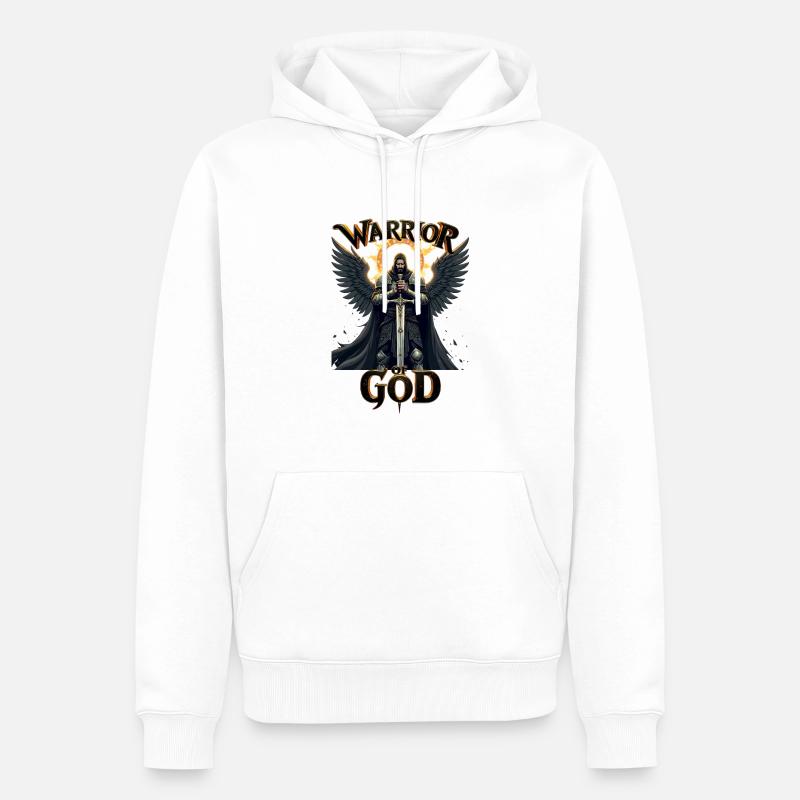 GUERRIER DE DIEU - Chevalier Noir - Sweat à capuche Premium bio Homme - blanc