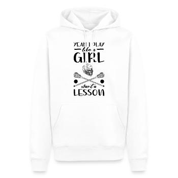 Lacrosse Mädchen - Männer Premium Bio Hoodie - Weiß - Vorne - Nico (187cm)