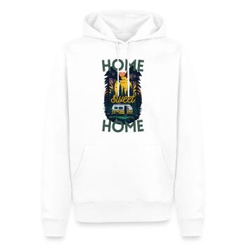Camping, Home Sweet Home, Happy Camper - Sweat à capuche Premium bio Homme - blanc - Devant - Nico (187cm)