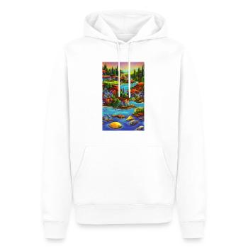 Abstrait ai scène de ville balnéaire - Sweat à capuche Premium bio Homme - blanc - Devant - Nico (187cm)