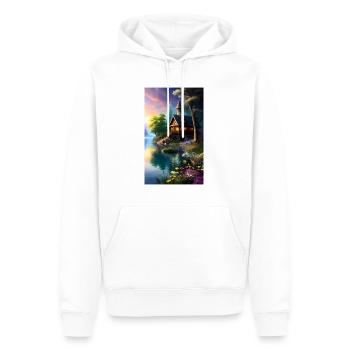 Cabane fantastique confortable dans une nature colorée - Sweat à capuche Premium bio Homme - blanc - Devant - Nico (187cm)