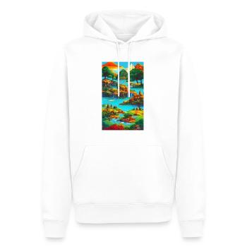 Exotische & bunte KI-Landschaft - Männer Premium Bio Hoodie - Weiß - Vorne - Nico (187cm)