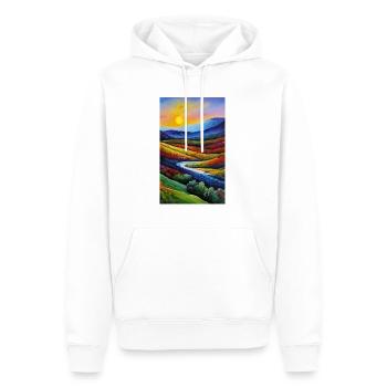 Colorful impressionism watercolor sunset - Men’s Premium Organic Hoodie - white - Front - Nico (187cm)