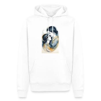 Paar in Linien von Schwarz und Gold - Männer Premium Bio Hoodie - Weiß - Vorne - Nico (187cm)