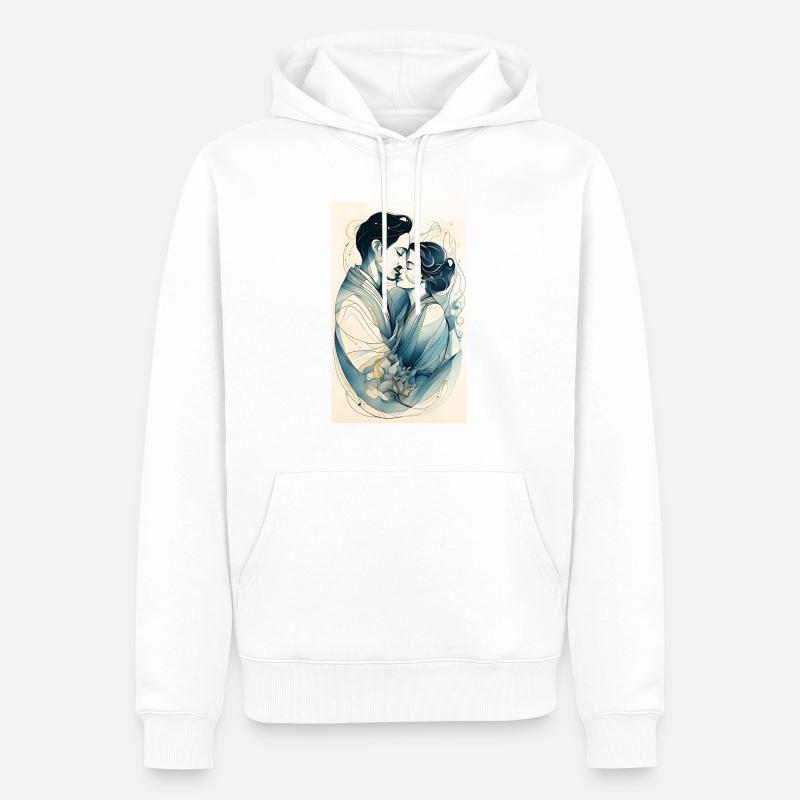 Quelques lignes sensuelles - Sweat à capuche Premium bio Homme - blanc