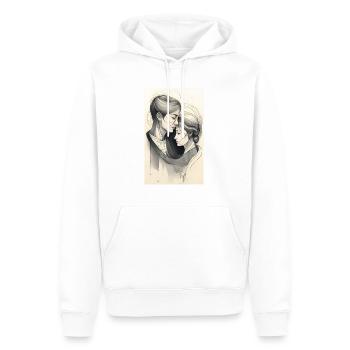 Couple lesbien à encre unifiée - Sweat à capuche Premium bio Homme - blanc - Devant - Nico (187cm)