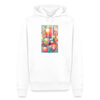 Sphères géométriques heureuses - Sweat à capuche Premium bio Homme - blanc - Devant - Nico (187cm)