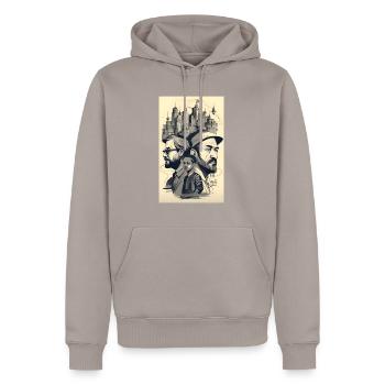 Famille LGBTQ+ à l’encre - Sweat à capuche Premium bio Homme - taupe - Devant - Nico (187cm)