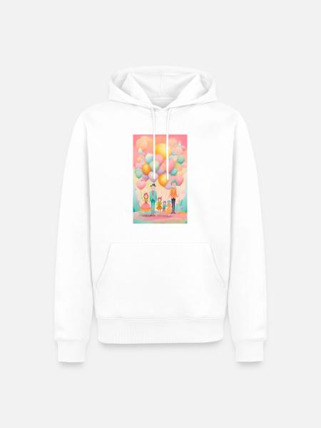 Dads & daughters in pastel balloons - Men’s Premium Organic Hoodie - white