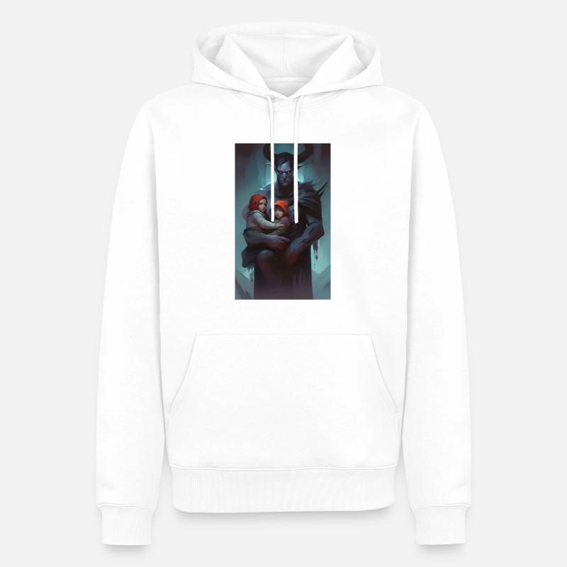 Dunkles Monster Kind Wächter - Männer Premium Bio Hoodie - Weiß