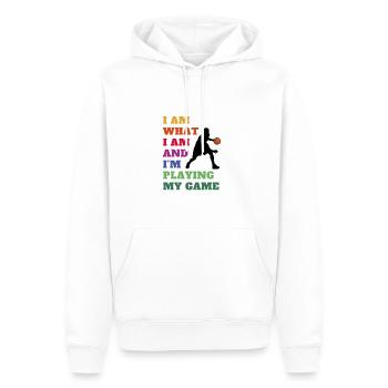 Basketball Liebe. Basketball - Mein Spiel, My Game - Männer Premium Bio Hoodie - Weiß - Vorne - Nico (187cm)