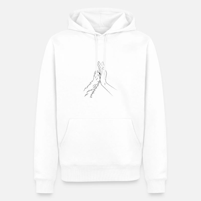 High Five Chien - Sweat à capuche Premium bio Homme - blanc