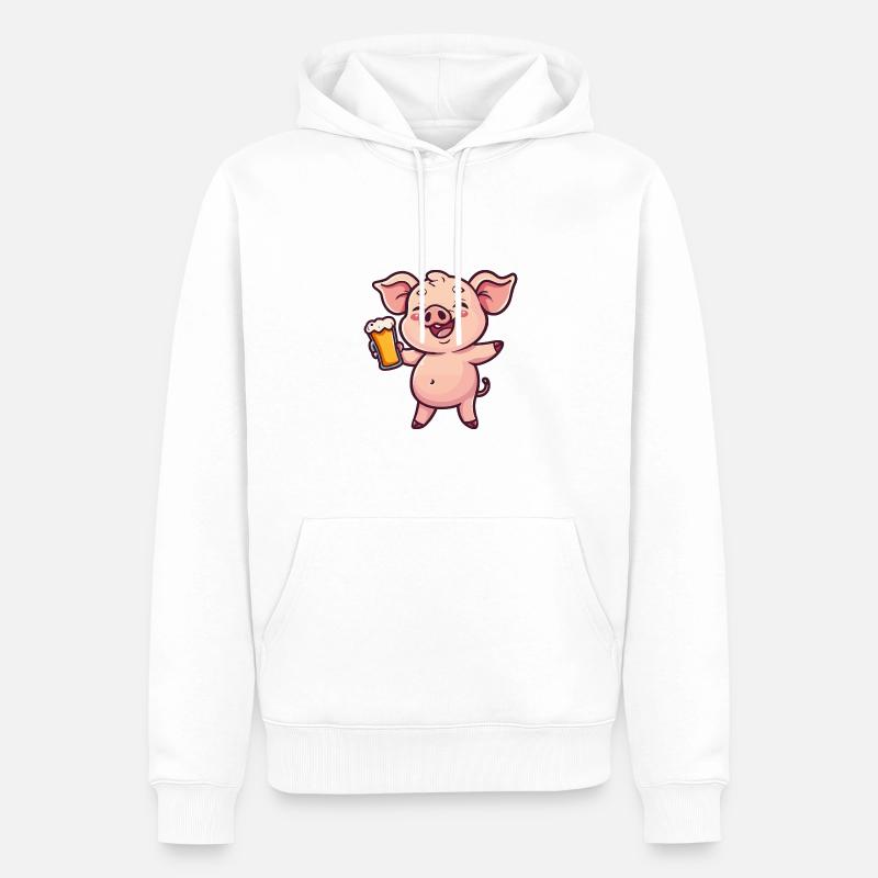 Schwein Bier Comic Party - Männer Premium Bio Hoodie - Weiß