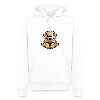 Labrador Dog Muscles Bodybuilding - Men’s Premium Organic Hoodie - white - Front - Nico (187cm)