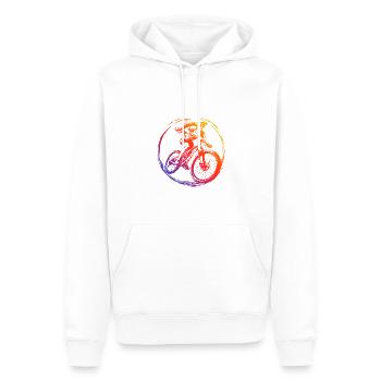 Mountainbike Fahrrad Silhouette Bunt - Männer Premium Bio Hoodie - Weiß - Vorne - Nico (187cm)