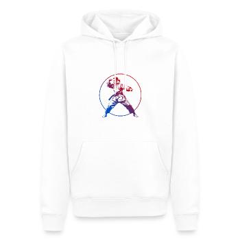 Karate Silhouette Colorful - Men’s Premium Organic Hoodie - white - Front - Nico (187cm)