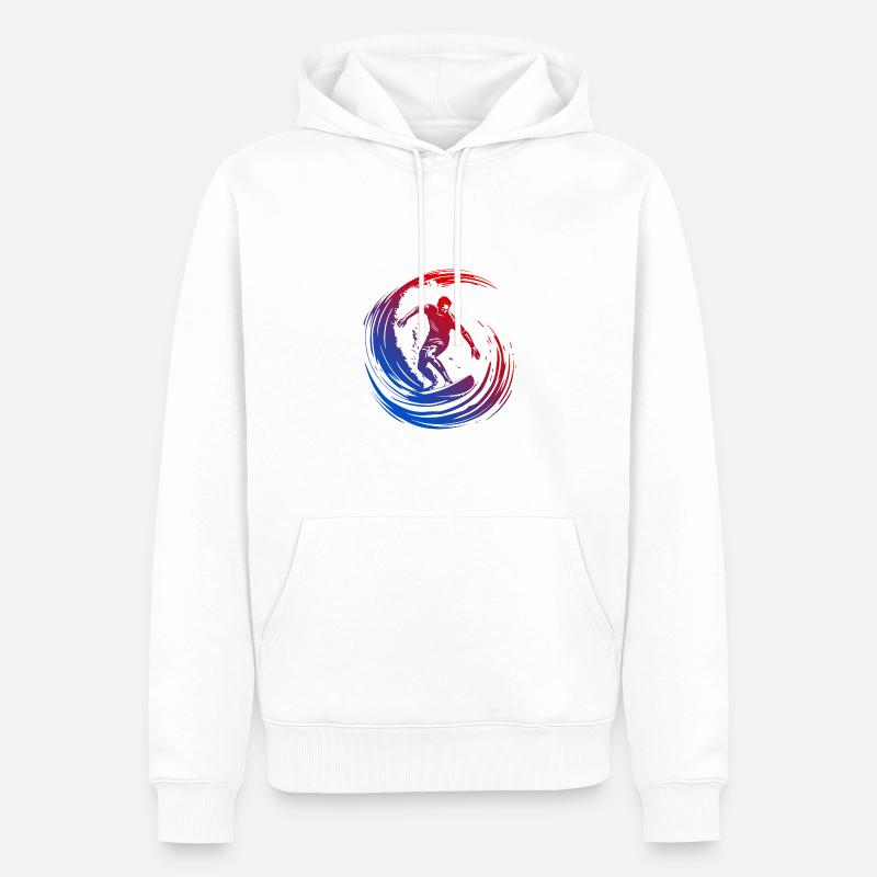 Surfer Silhouette Bunt - Männer Premium Bio Hoodie - Weiß